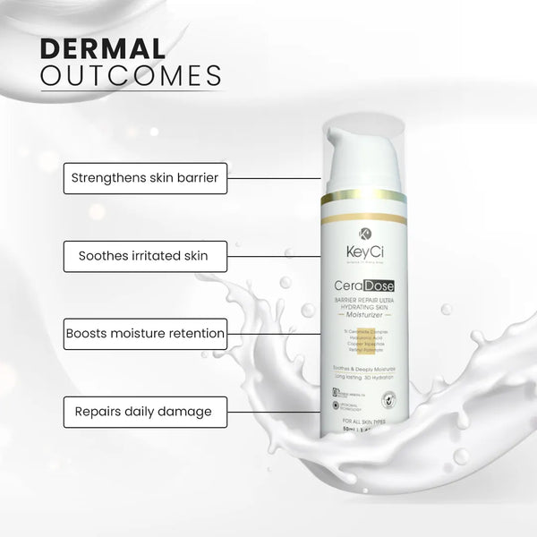 KeyCi CeraDose Barrier Repair Ultra Hydrating Skin Moisturizer 50ml | Ceramide + Cica & Hyaluronic Acid Moisturiser