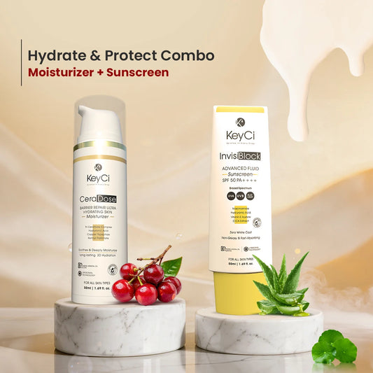 KeyCi Hydrate & Protect Combo  | Moisturizer 50ml + Sunscreen 50ml | Pack of 2